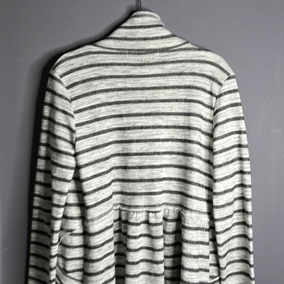 Impeccable Pig Gray and White Striped Open Long Sleeve Cardigan Sweater Size S - Picture 6 of 10
